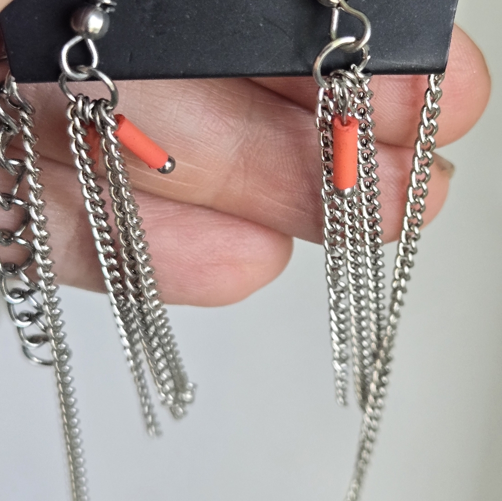 3 NEW Paparazzi jewelry long necklace earrings dangly silver tone festival - Picture 4 of 12